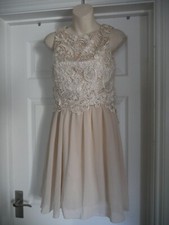 Designer Dress Gold Crochet Lace Bodice Size 10 Little Mistress Evening Party