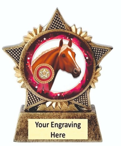 Horse trophy star award - horse, 90mm
