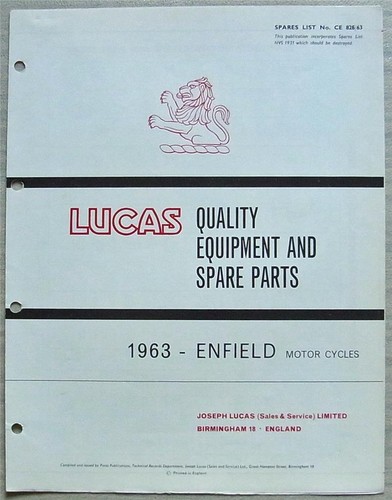 Lucas enfield motor cycles - motor,
