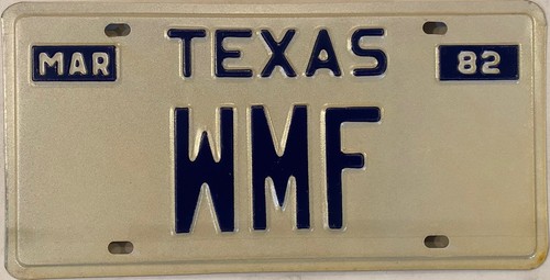 Vanity wmf license plate - vanity,