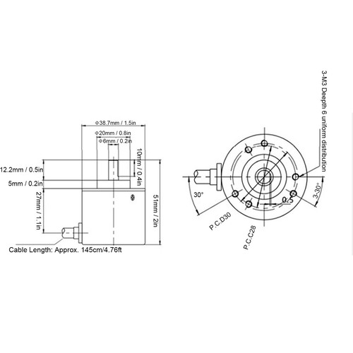 Dc5 24v solid shaft encoder - solid,