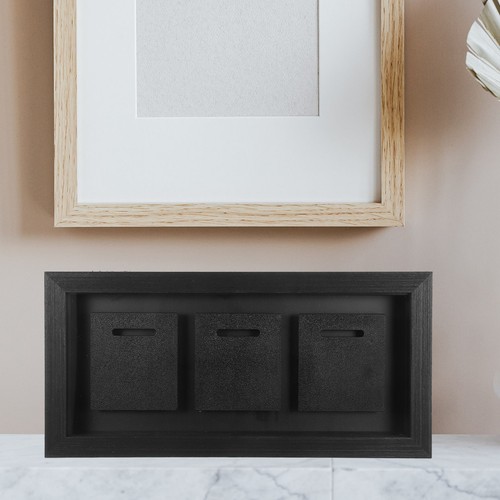 Black wood medal display - black,