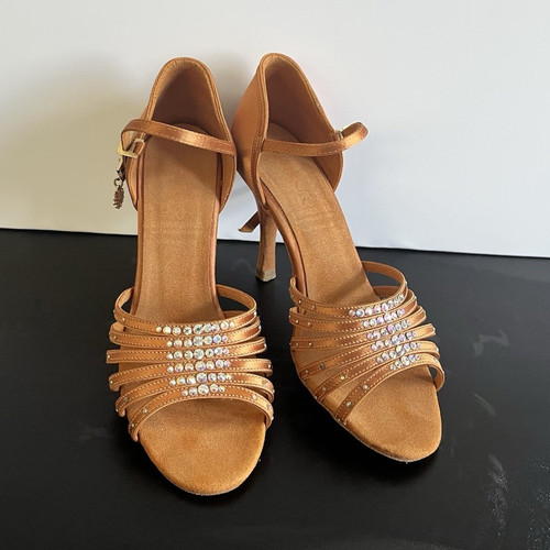 Women tan satin strappy - women’s,