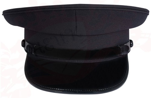 Black chauffeur peak cap - black,