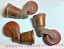 Brass cup castors 3 off Similar Sized Reclaimed Antique, not refurbished (A153)