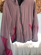 xl purple pixie hoodie pointed hood patchwork mauve magenta zip up indian cotton