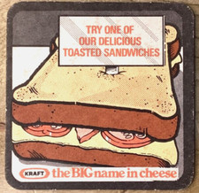 Delicious Toasted Sandwiches. Kraft The BIG Name In Cheese Beer Mat