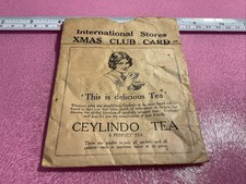 Celindo Tea International Stores Xmas Club Card Paper Bag /Tea Packet Old Rare