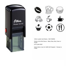 Loyalty Card Rubber Stamp 10mm Square Various Images Ready Made Fast Post
