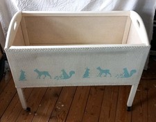 Dolls Wicker Panel Cot Vintage 1960s RARE Cute Animal Motif