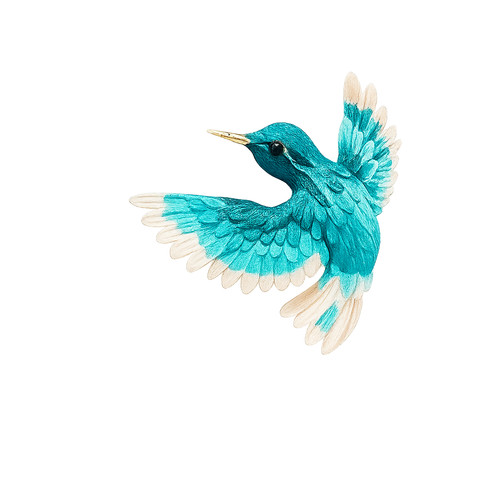 Blue hummingbird brooch - hummingbird,