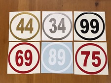 2 Motor Bike Cycle Decals Stickers Round Number Colours Vespa Lambretta Scooter