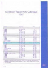 FORD SIERRA MK1 INCL XR4i XR4x4 & COSWORTH '82-86 FACTORY BODY PANELS PARTS LIST