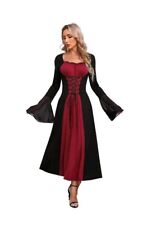 Medieval Dress Gothic Maxi Dress Cosplay Halloween Trumpet Sleeves Medium