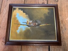 Framed aviation oil painting - framed,
