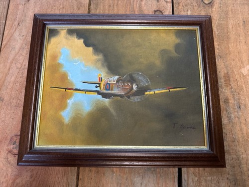 Framed aviation oil painting - framed,