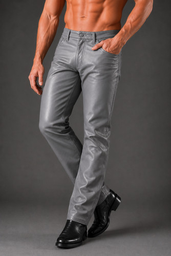 Men grey distressed lambskin - grey,