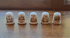 Five Christmas China Thimbles