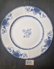 Wedgwood Etruria Saxon Dinner Plate Blue Floral w/ Basket Weave Embossed Detail