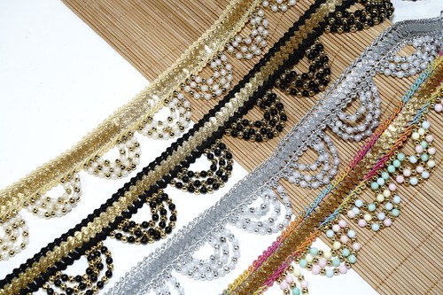 Beaded scalloped fringe - beaded,