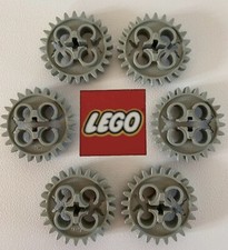 6 x LEGO Technic, Part 3648 Gear 24 Tooth Old Grey  1 Axle  hole - 1B