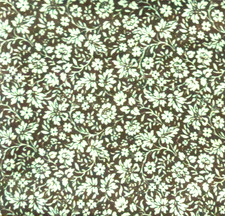 Vintage 70s ditsy floral brown white cotton fabric sewing remnant FQ 12 x 22 "