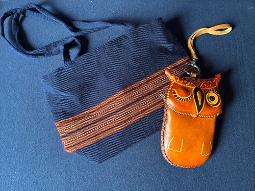 Small blue cotton purse - blue, and
