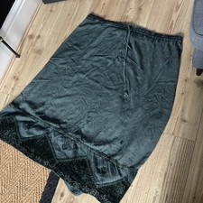 Holy Clothing Green Acid Rinse Chenille/Embroidered Hem Skirt. Size XL/1X 