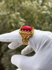 Ruby Sterling Silver Men’s Ring, Christian Royal King Design