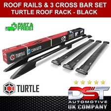 BLACK ROOF RACK RAILS & 3 CROSSBAR SET for FORD TRANSIT CUSTOM SWB  2012-2023