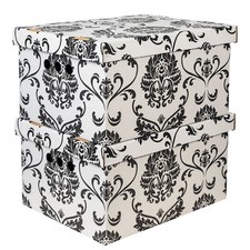 2pc Decorative Storage Boxes Home Office Box Organiser XLarge - Black Garden