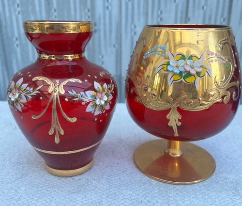 Ruby red gold bohemia glass - ruby,