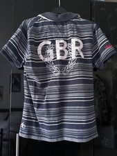 Toggi ladies GB Rugby Polo Shirt Size 10 Navy White Striped