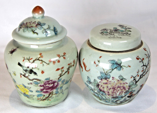Pair antique chinese lidded - pair,