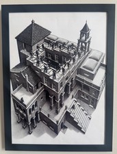 Mc Escher Framed Print B/w
