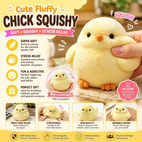 Fluffy chick squishy - chick,