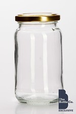 56 x 1lb / 380ml JAM JAR PRESERVE PICKLE CHUTNEY ROUND C/W CHOICE OF LID COLOUR