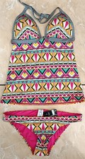 Next Aztec Print Tankini Top Bikini Briefs SET Pink Size 12 RRP £38