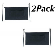 Black Half Size Waist Waiter Waitress Apron for Bar Bistro cafe Pub 2 Pockets