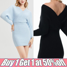 Women Bodycon Knitted V-Neck