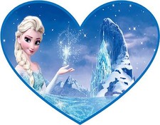 Frozen Elsa heart shaped printed iron on/sew on fabric patch/applique  