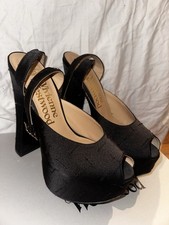 Brand new with tags Vivienne Westwood black silk catwalk platform heels size 6