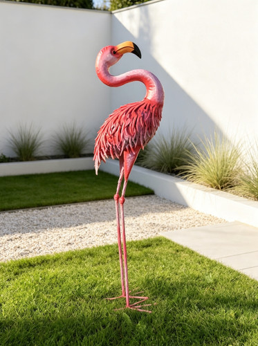 Large handmade metal flamingo - metal,