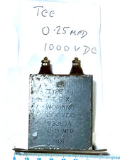 Vintage Paper in Oil Capacitor  0.25 Mfd  1000V DC