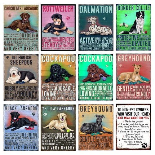 Dog breeds retro metal - retro, sign