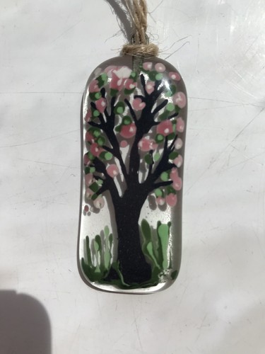 Hand painted glass cherry - painted,