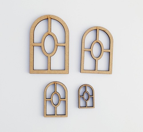 Wooden mdf arched window set - mdf,