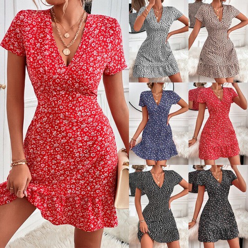 Women summer dress neck - women, v