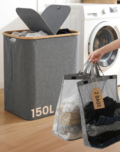 Laundry hamper with - laundry, lid