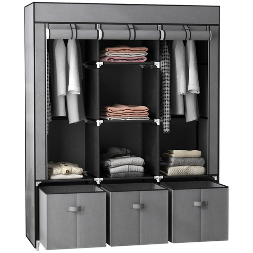 Portable fabric wardrobe dark - portable,